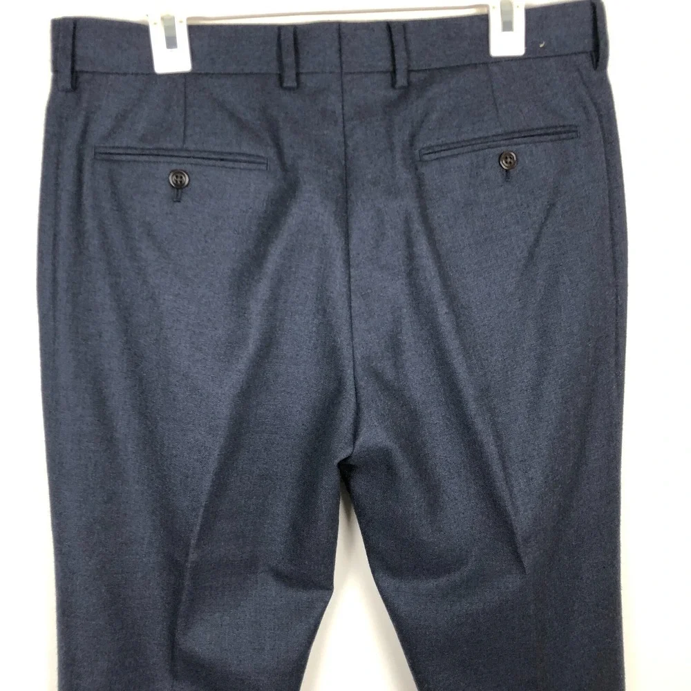 J. Crew Mens Blue Dress Work Flat Front Pants Classic Fit Size 34 x 30-100% Wool